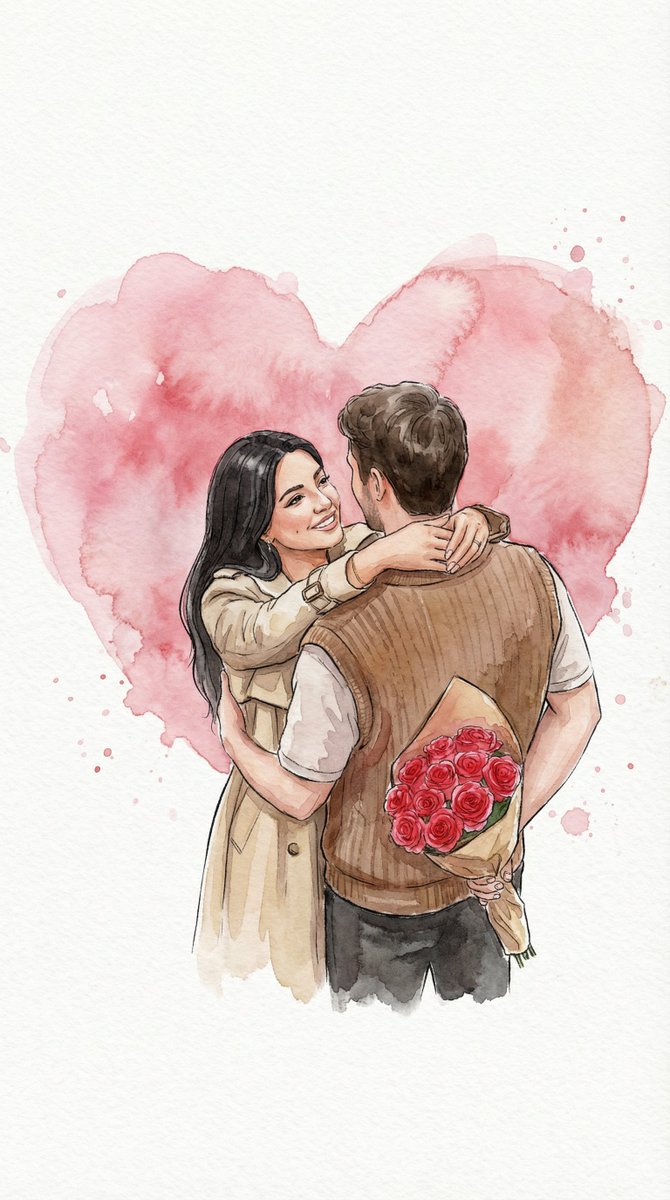 Photo to Watercolor Illustration of Couple — example 2