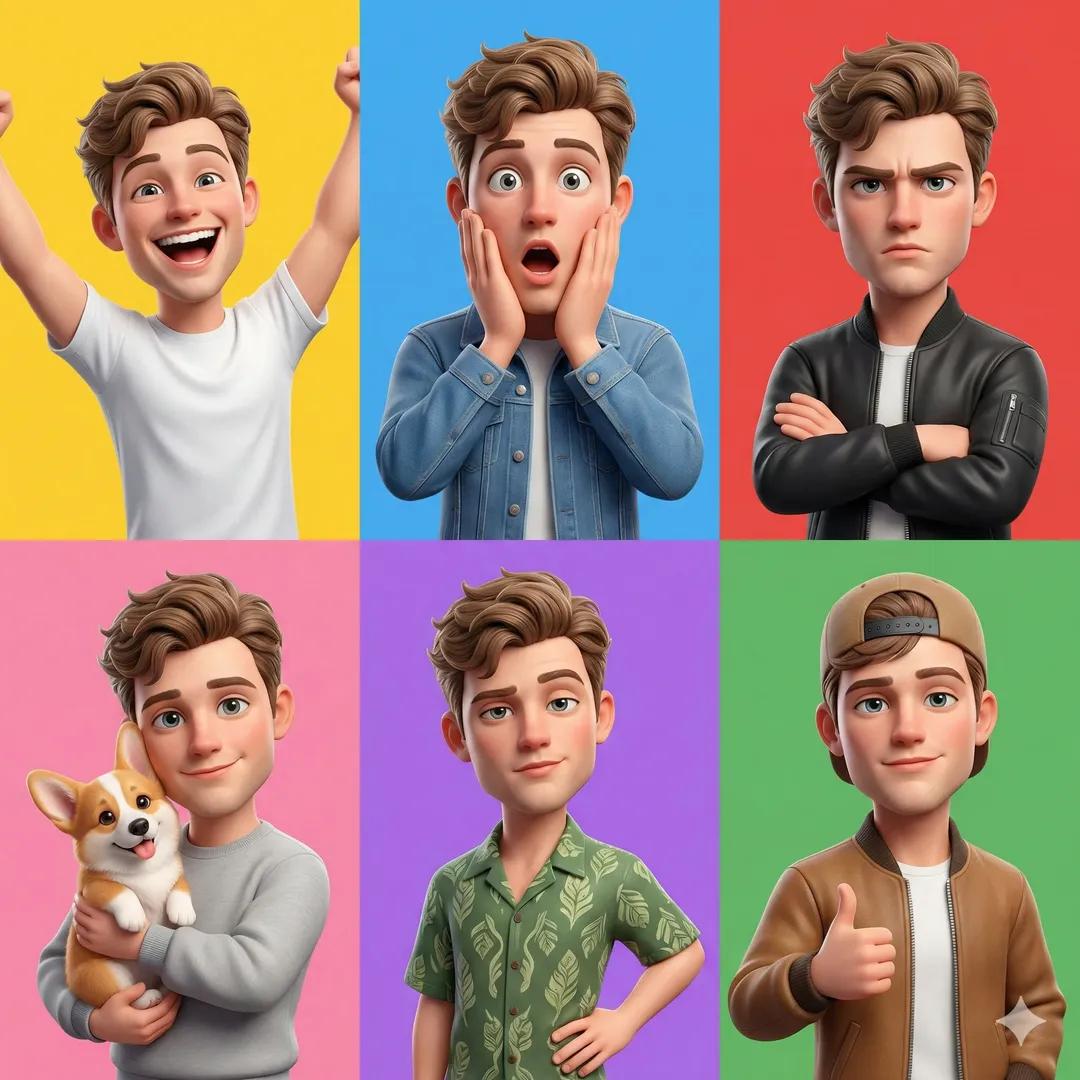 3D Pixar-Style Character Grid — example 1