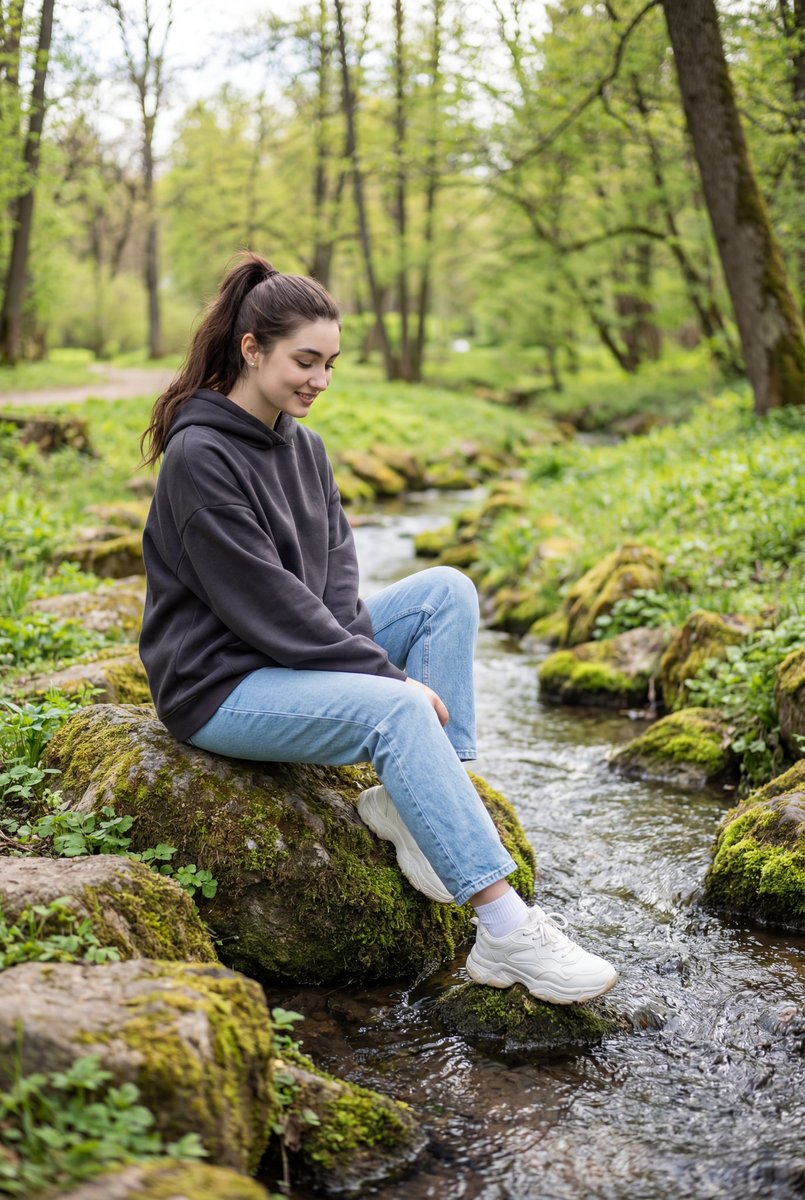 Candid Outdoor Portrait by a Creek — example 1