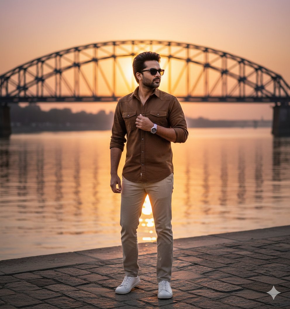 Golden Hour Riverside Portrait with Identity Lock — example 3