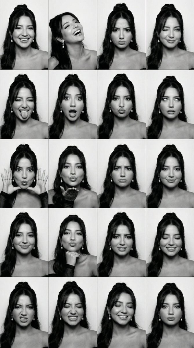 Black and White Photobooth Expression Grid (4x4)