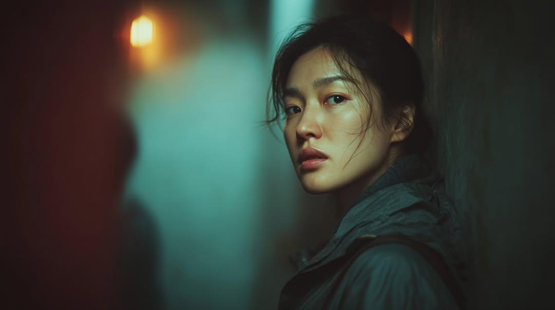 Cinematic Sunset Portrait of East Asian Woman — example 3