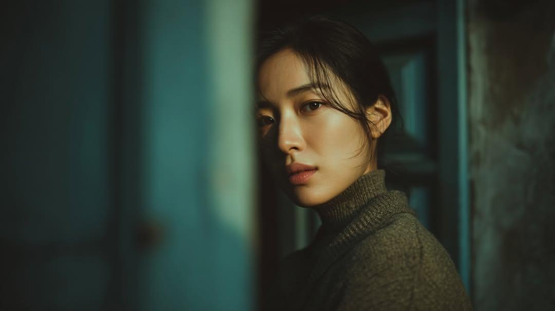 Cinematic Sunset Portrait of East Asian Woman — example 4