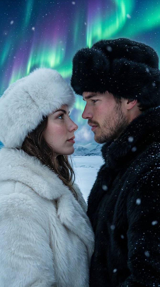 Aurora Borealis Couple Portrait with Identity Preservation — example 1