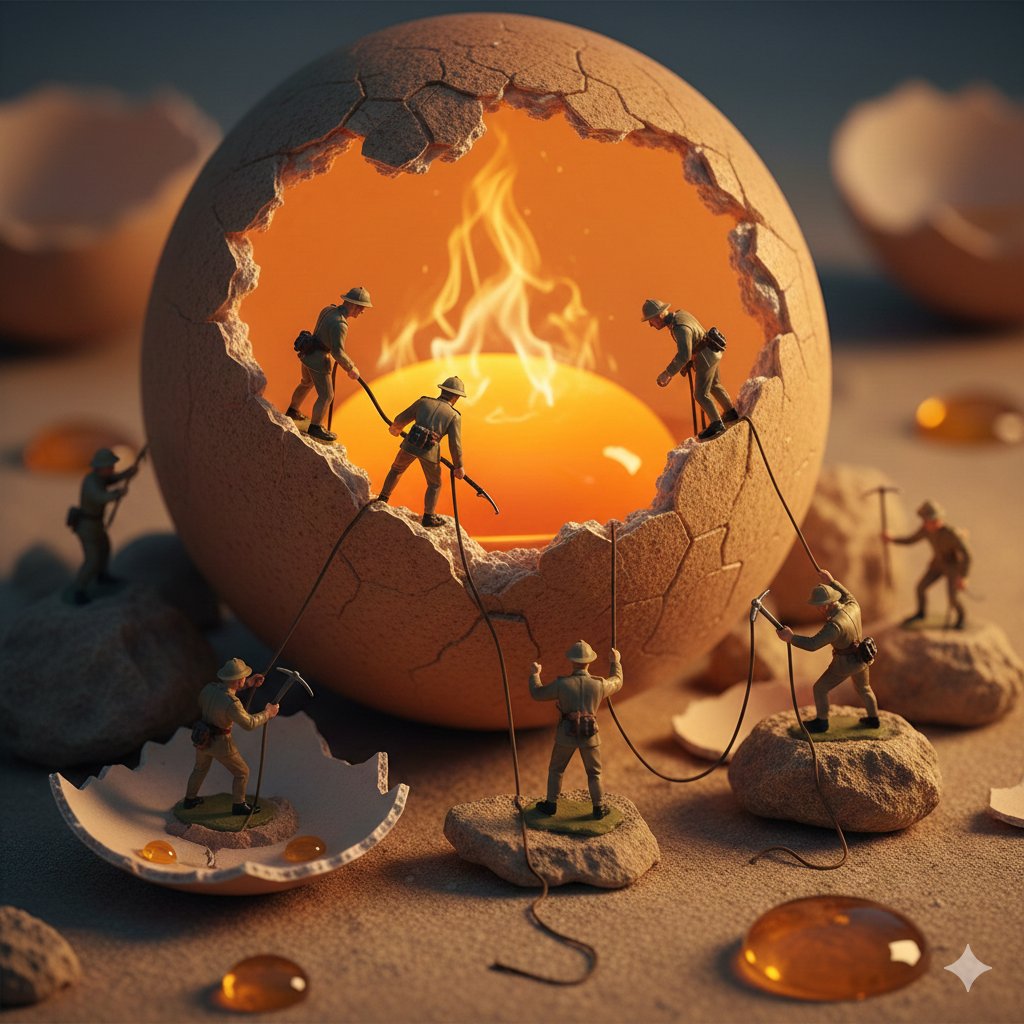 Miniature Toy Soldiers on a Giant Eggshell — example 1