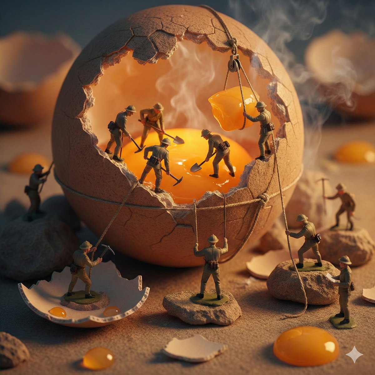 Miniature Toy Soldiers on a Giant Eggshell — example 2