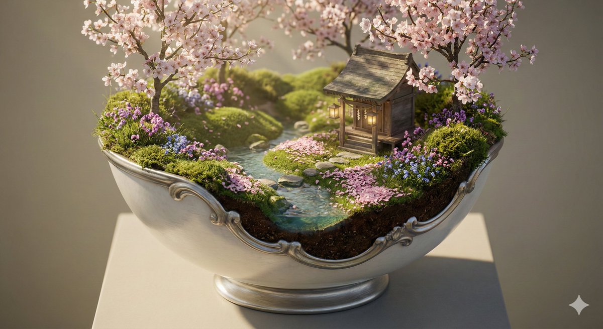 Ornate Diorama of a Spring Shrine Prompt — example 1