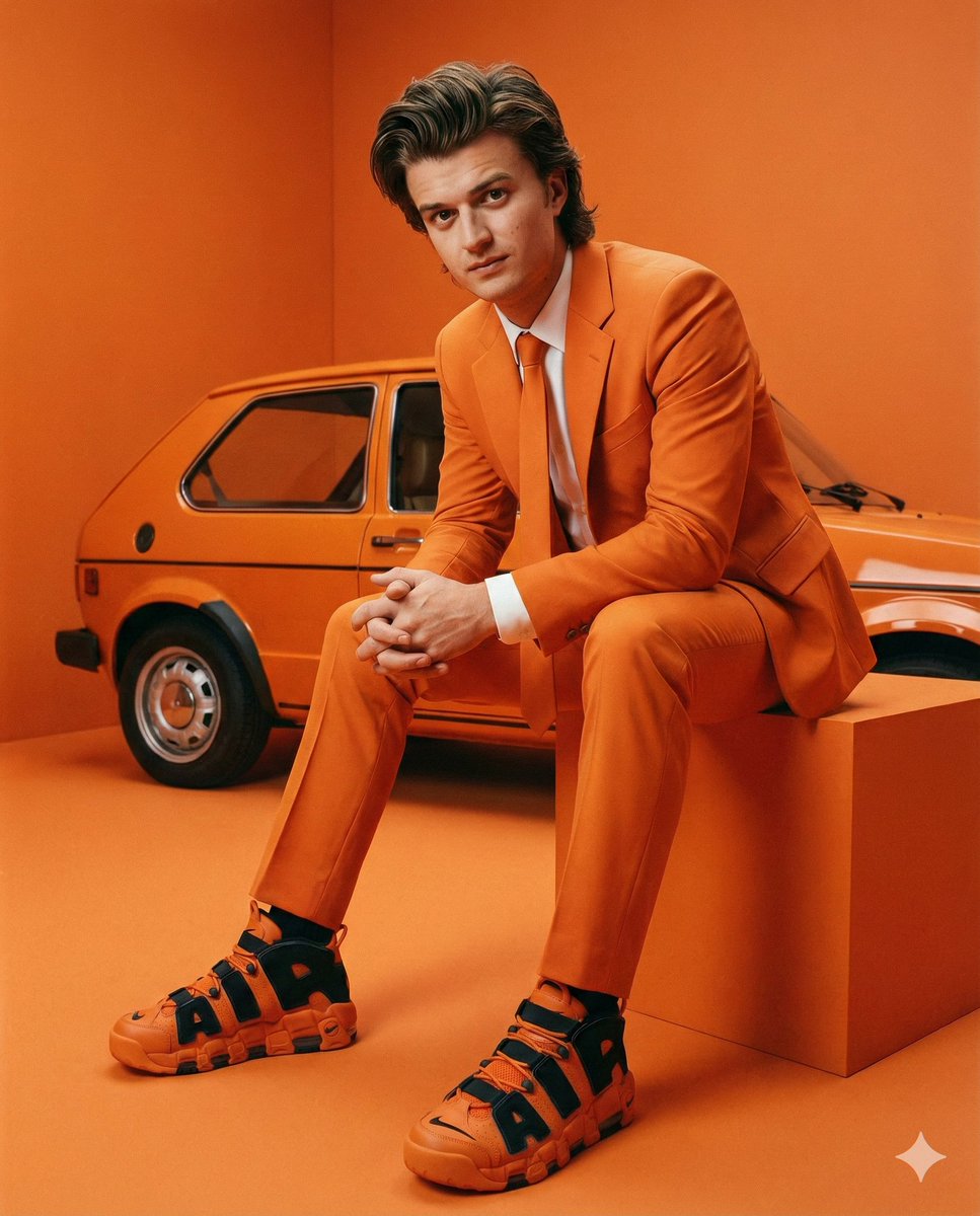Steve Harrington Tangerine Fashion Editorial Prompt — example 1