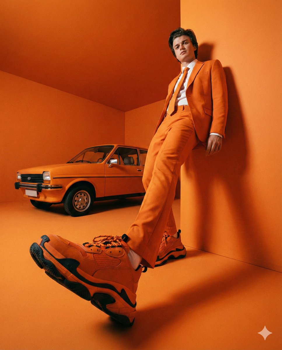Steve Harrington Tangerine Fashion Editorial Prompt — example 2