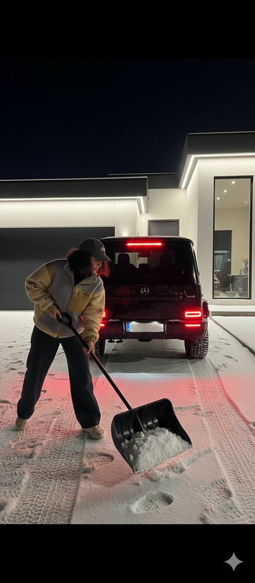 Night Photography Prompt: Clearing Snow with Mercedes G 63 AMG — example 1