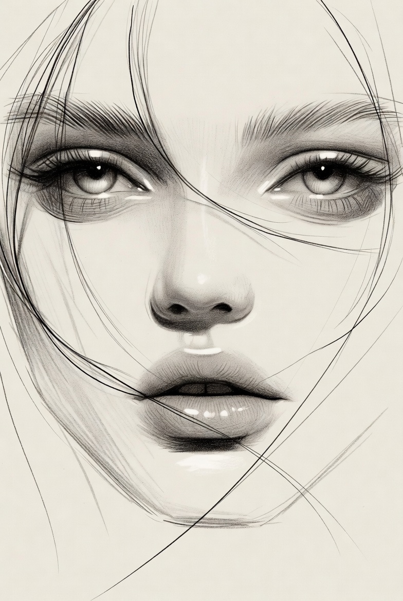 Minimalist Pencil Sketch Portrait — example 2