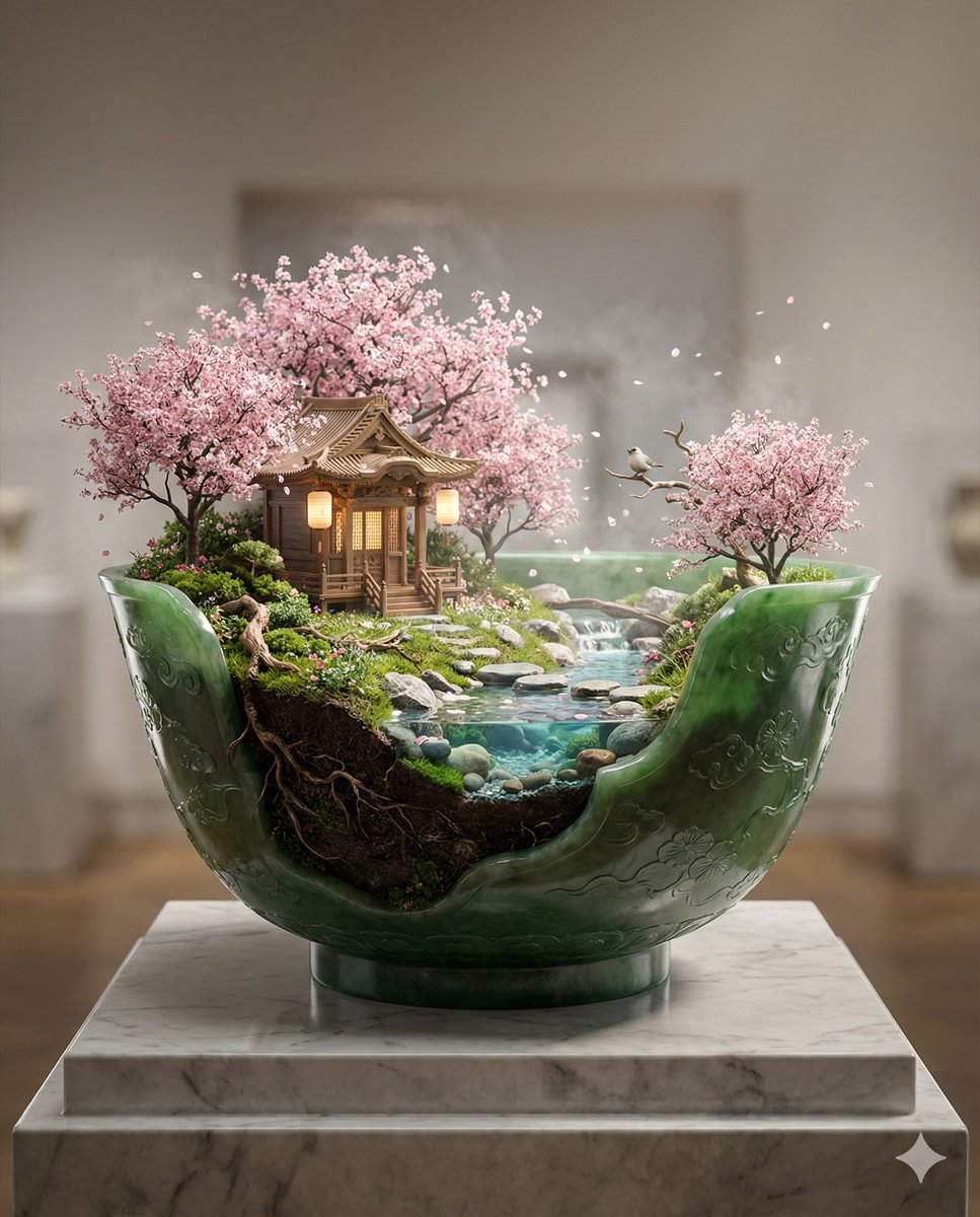 Imperial Jade Bowl Diorama of a Sacred Spring Shrine — example 1