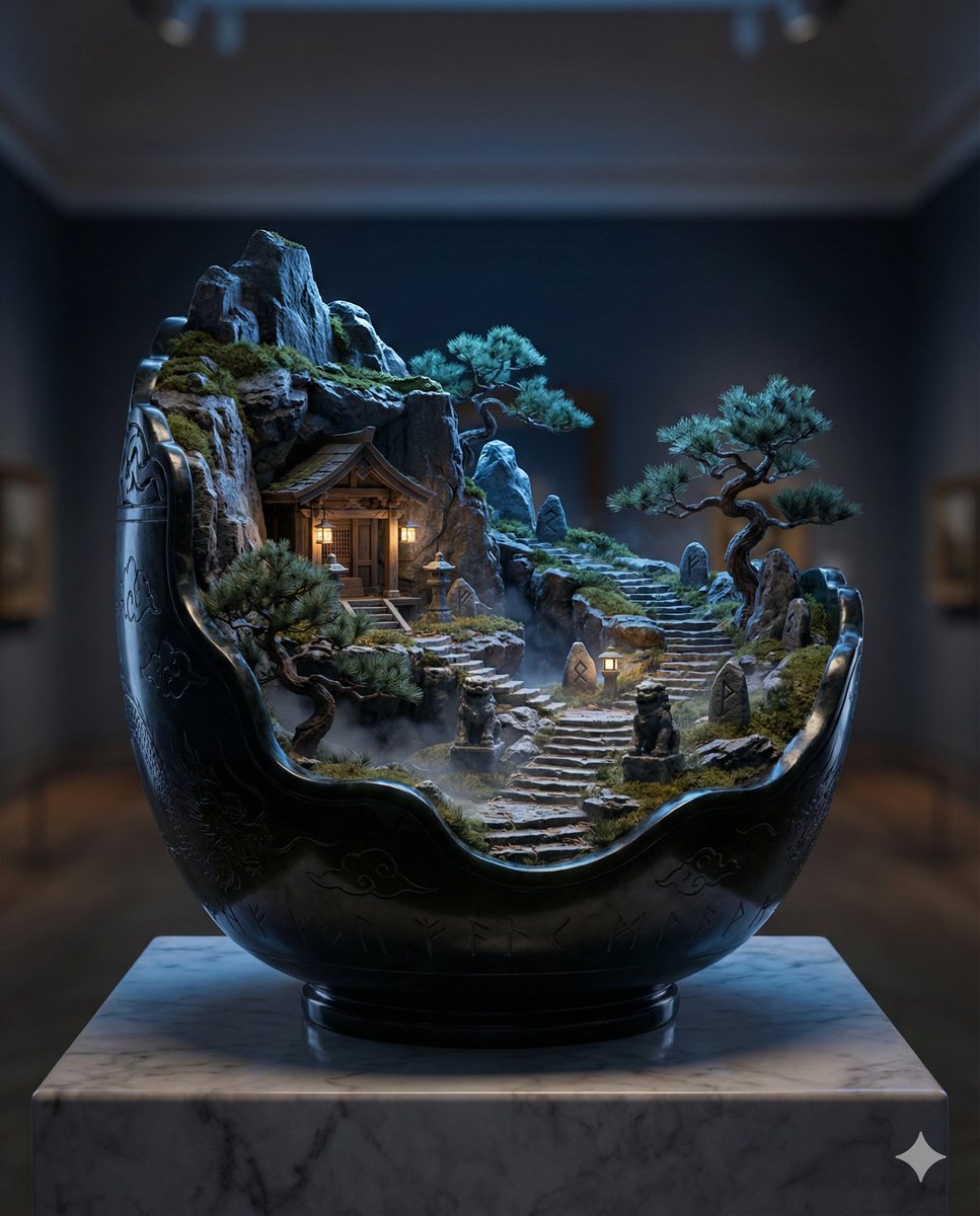 Black Jade Diorama of Night Mountain of the Ancients — example 1