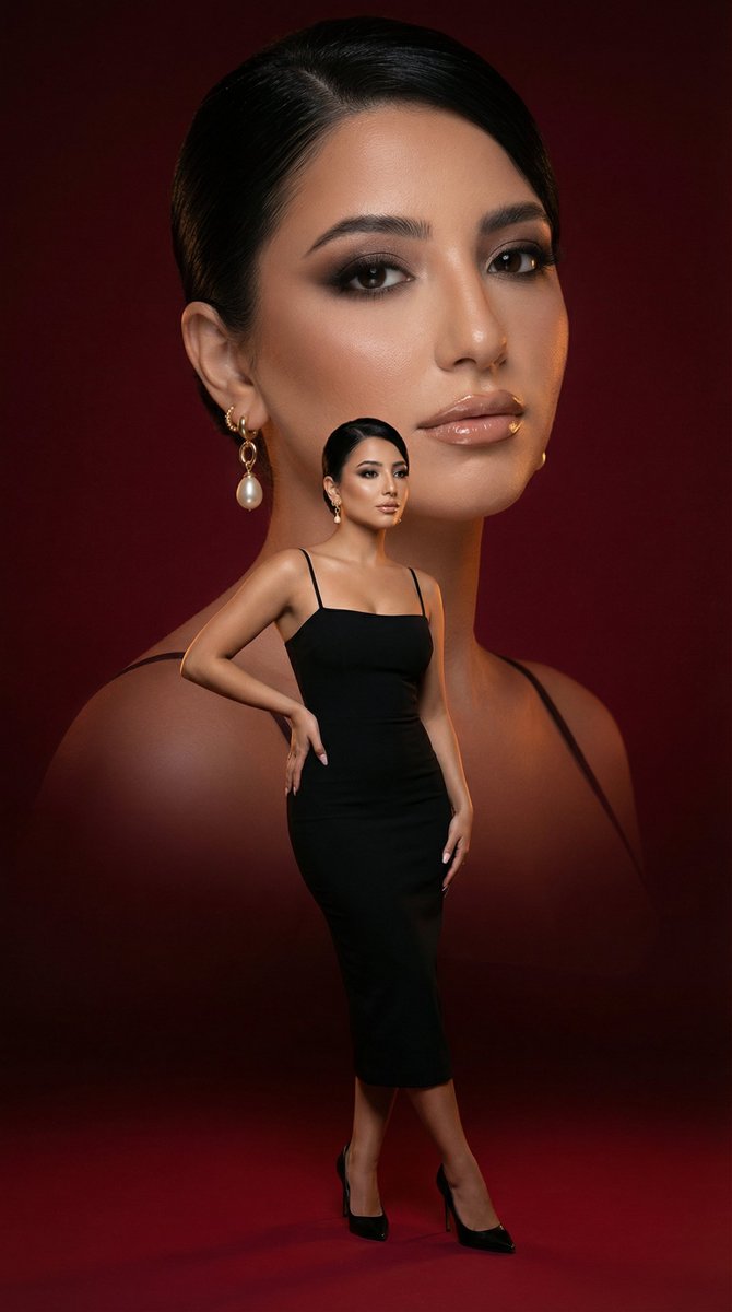 Editorial Beauty Fashion Poster (Red Dual Composition) — example 1