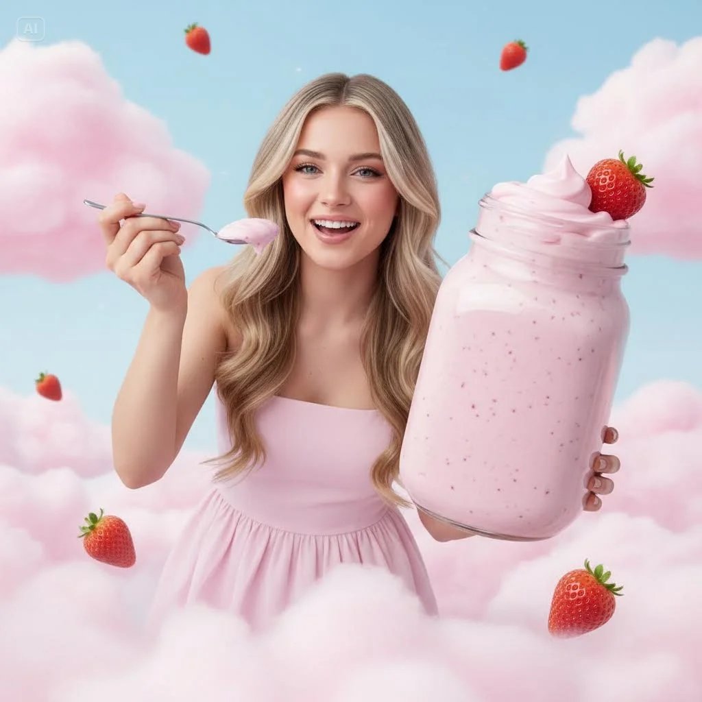 Surreal Strawberry Yogurt Commercial Scene — example 1