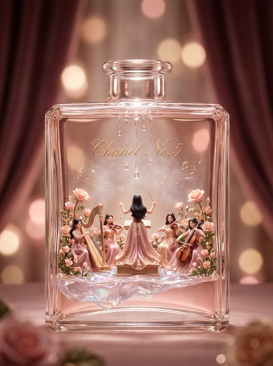 Luxury Skincare Diorama in a Perfume Bottle — example 1