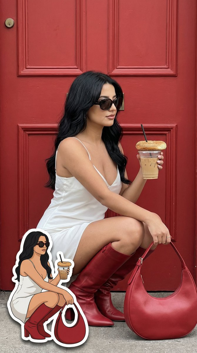 Fashion Editorial with Exact 2D Cartoon Duplicate — example 1