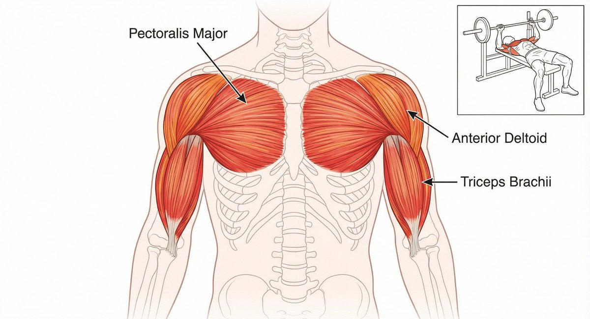 Bench press muscle diagram — example 1
