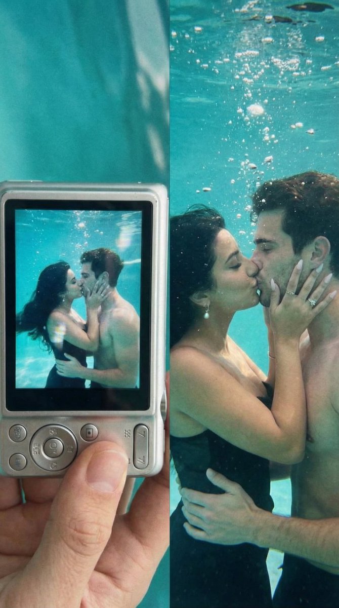Underwater Kiss Diptych with Digital Camera Screen — example 1
