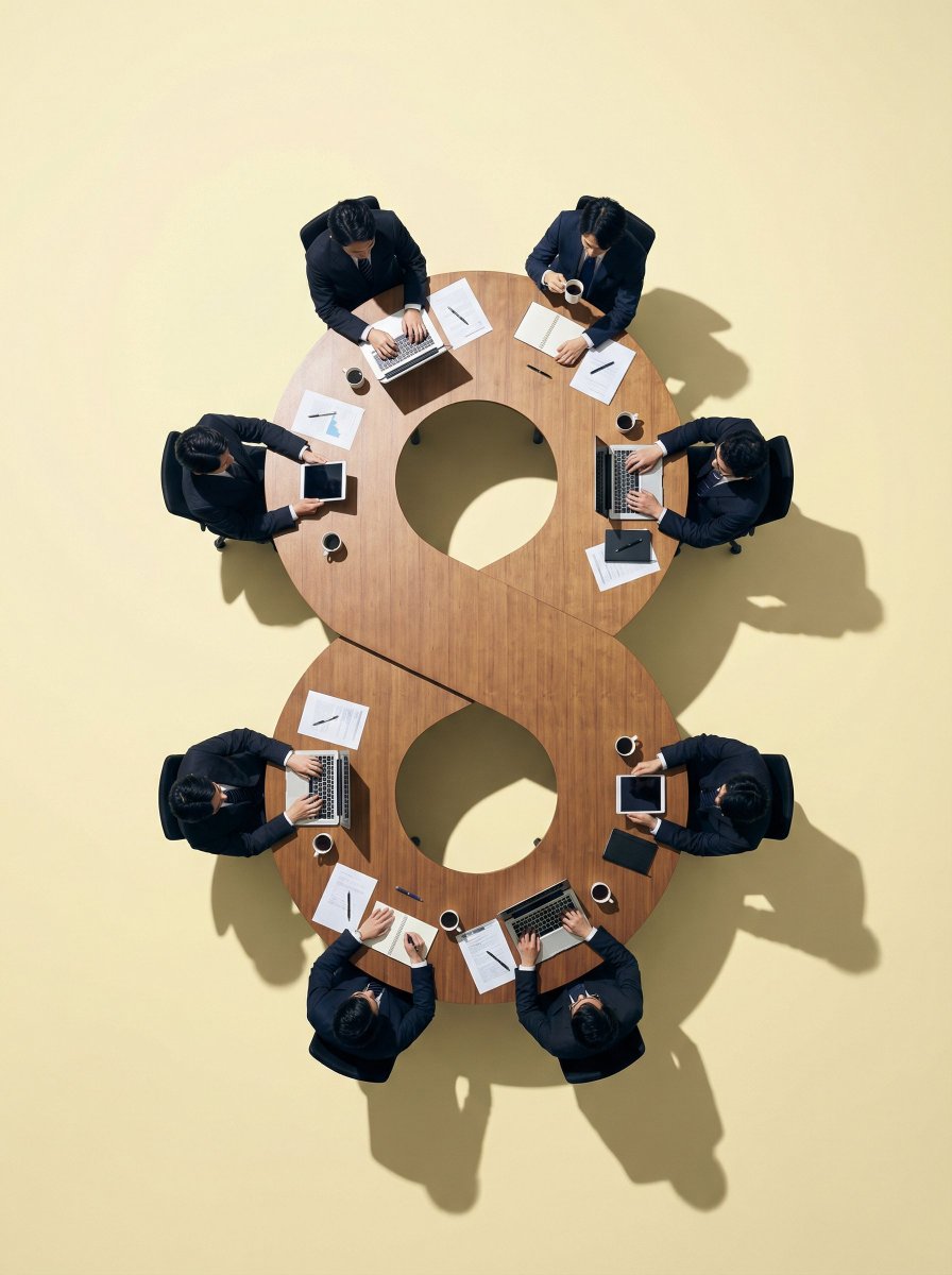 Ultra-Realistic Top-Down Flat Lay Photo of a Custom Conference Table — example 2