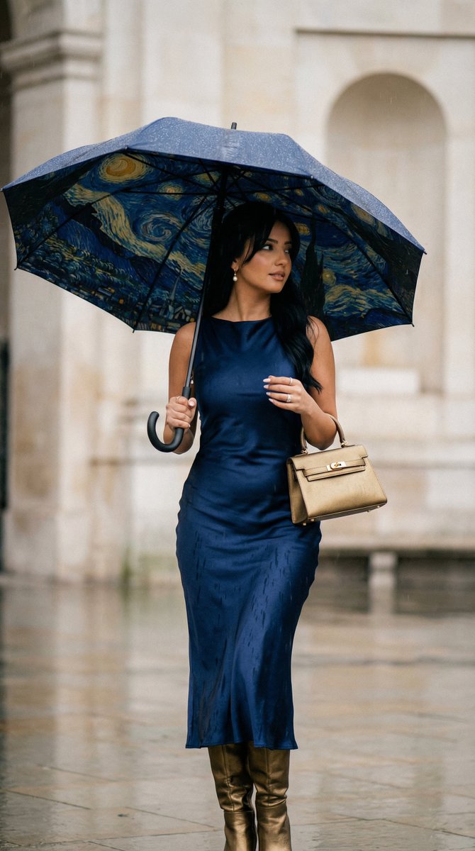 Cinematic Rain Fashion Transformation (Image-to-Image) — example 1