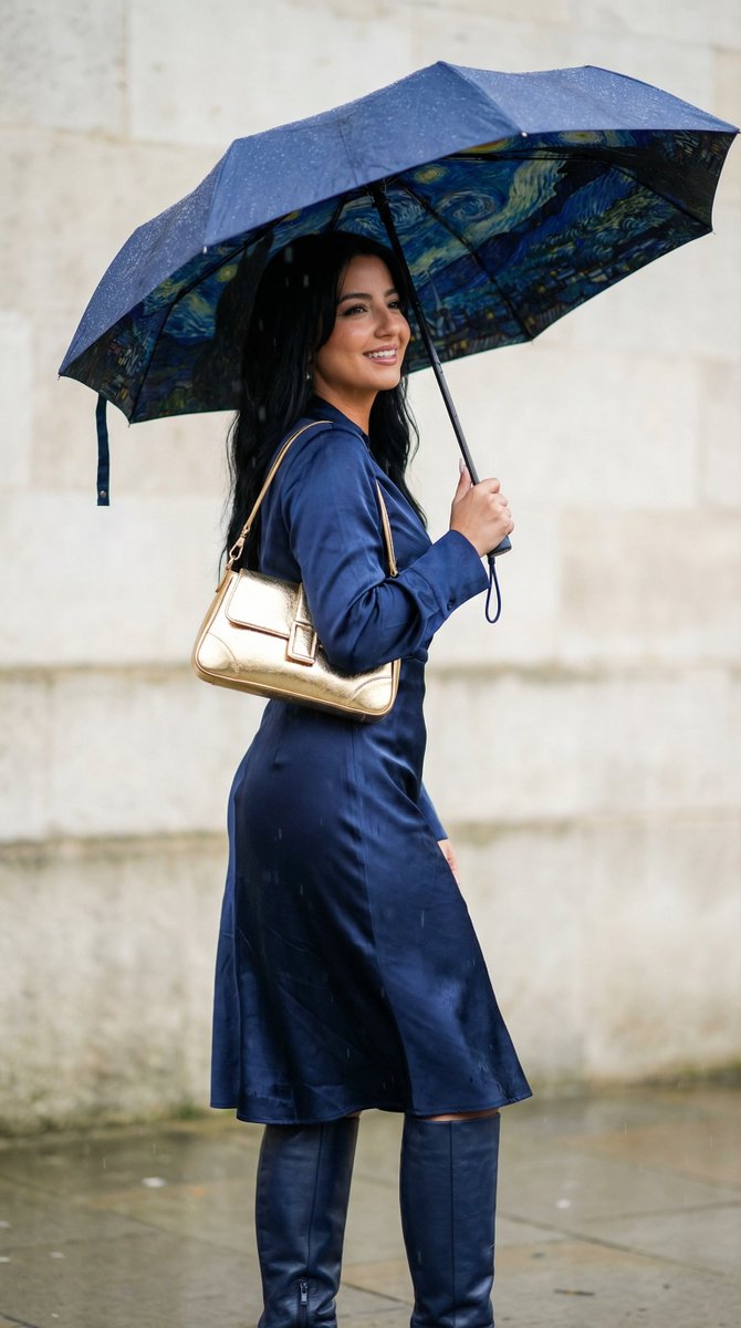 Cinematic Rain Fashion Transformation (Image-to-Image) — example 2