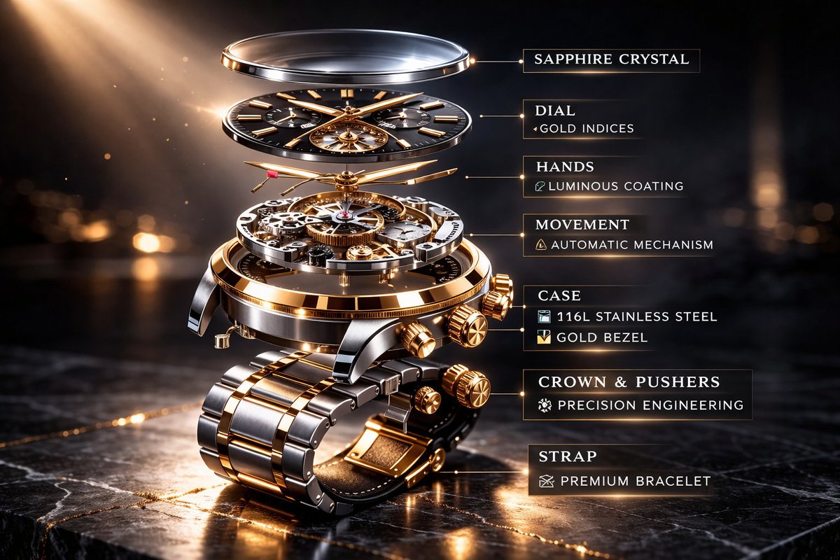 Luxury Mechanical Watch Commercial Photography Prompt — example 1