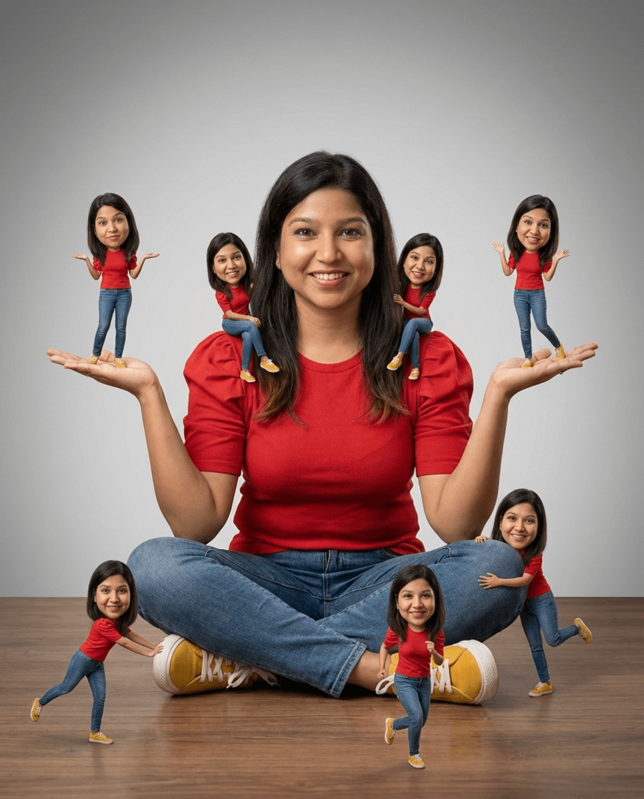 Photorealistic Cinematic Portrait with Miniature Clones — example 1