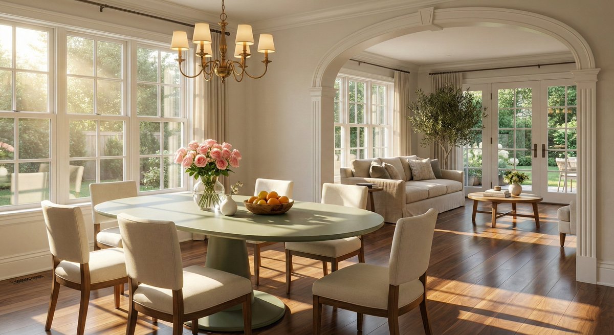 Sophisticated Interior Design Photograph Prompt (Dining/Living Space) — example 1