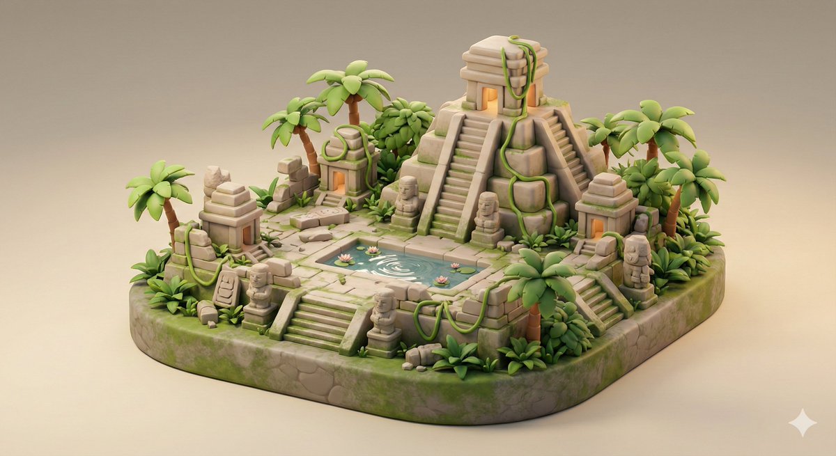 Ancient Jungle Temple Diorama Collectible Prompt — example 1