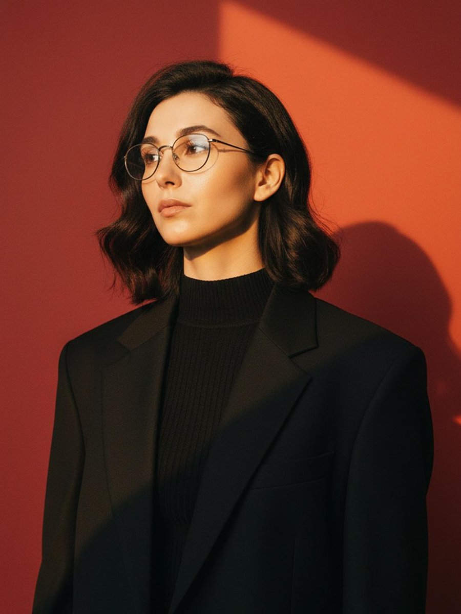Cinematic Fashion Portrait with Geometric Shadows — example 1