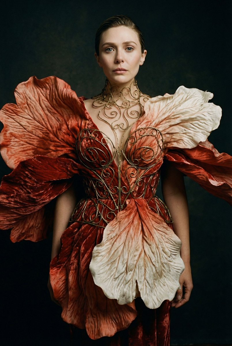 Botanical Metamorphosis Fashion Editorial Portrait Prompt