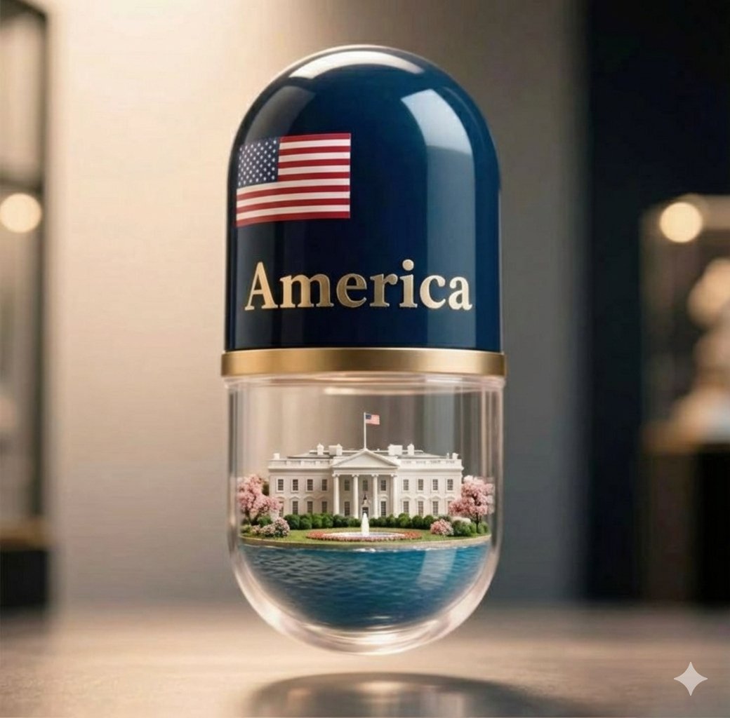 Giant Pharmaceutical Capsule with White House Miniature — example 1