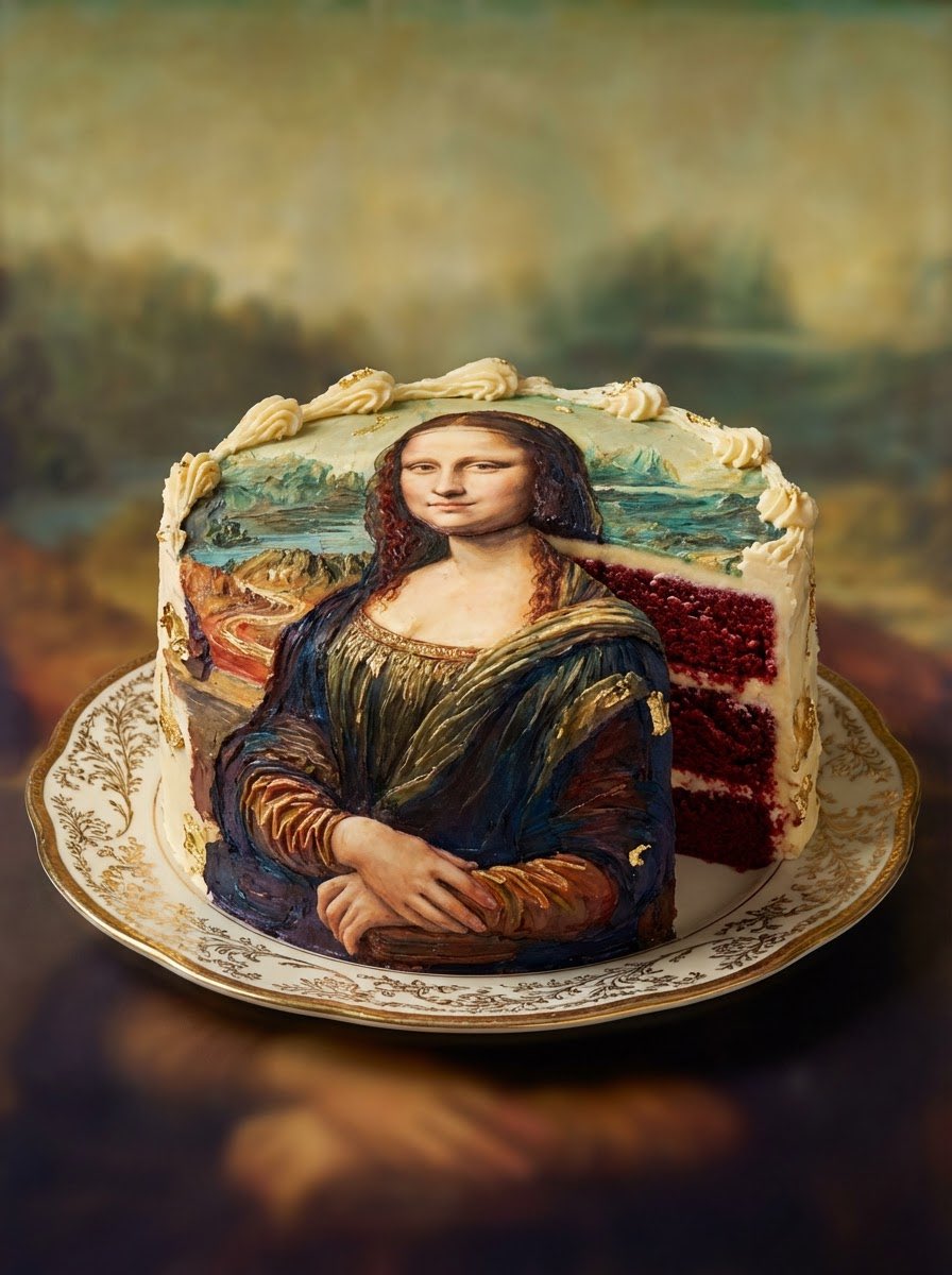 Red Velvet Cake Painting Recreation Food Photography Prompt — example 1