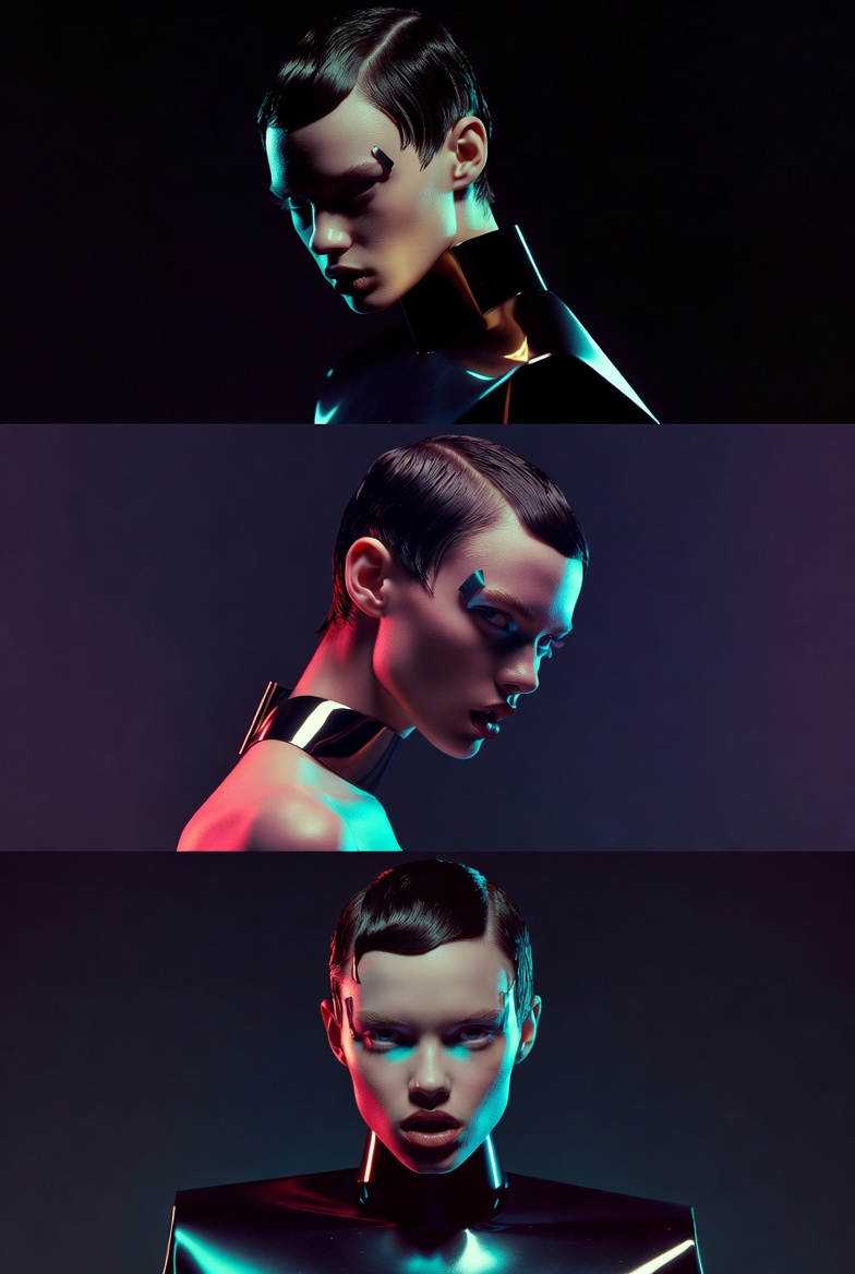 Avant-Garde Fashion Editorial Triptych Prompt — example 1