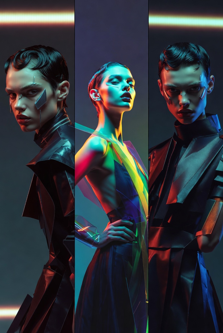 Avant-Garde Fashion Editorial Triptych Prompt — example 2