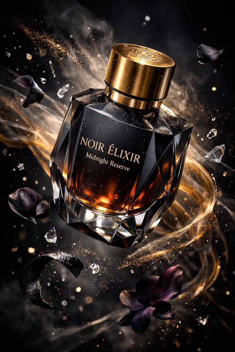 Luxury Perfume Commercial Render Prompt (NOIR ÉLIXIR) — example 2