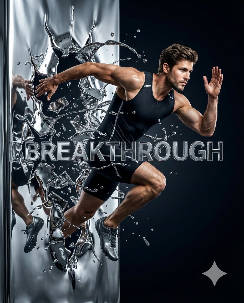 Hyper-Realistic Chrome Wall Breakthrough Prompt — example 1