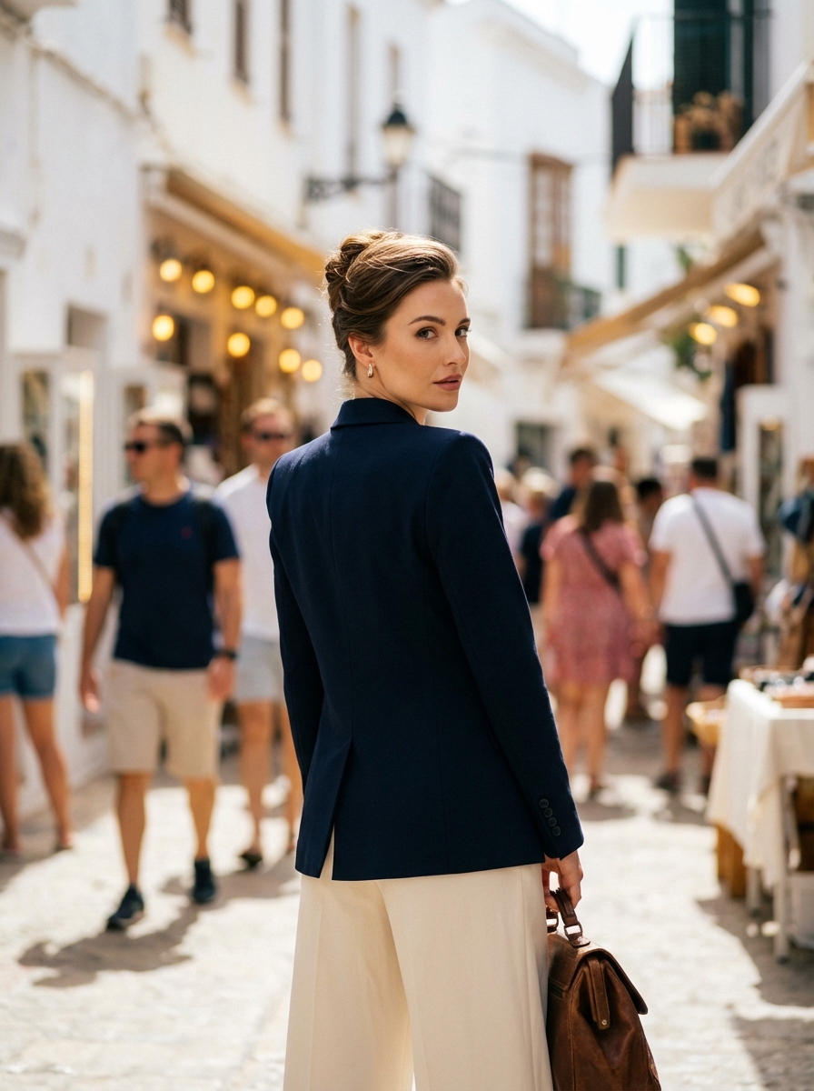 High Fashion Mediterranean Street Portrait Prompt — example 1