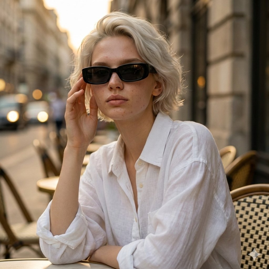 European Café Golden Hour Portrait Prompt — example 1