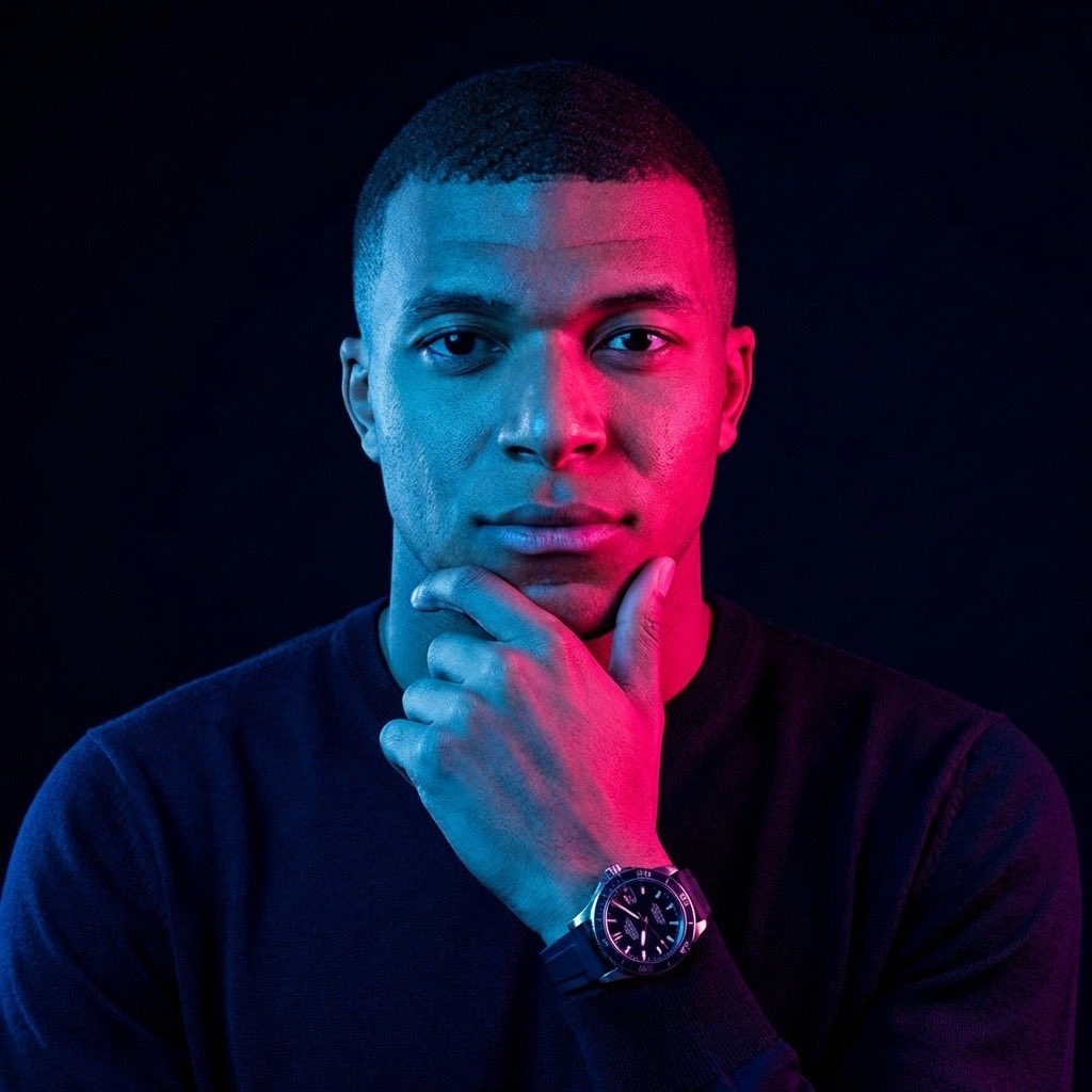 Neon Split Lighting Studio Portraits (Male and Female) — example 1