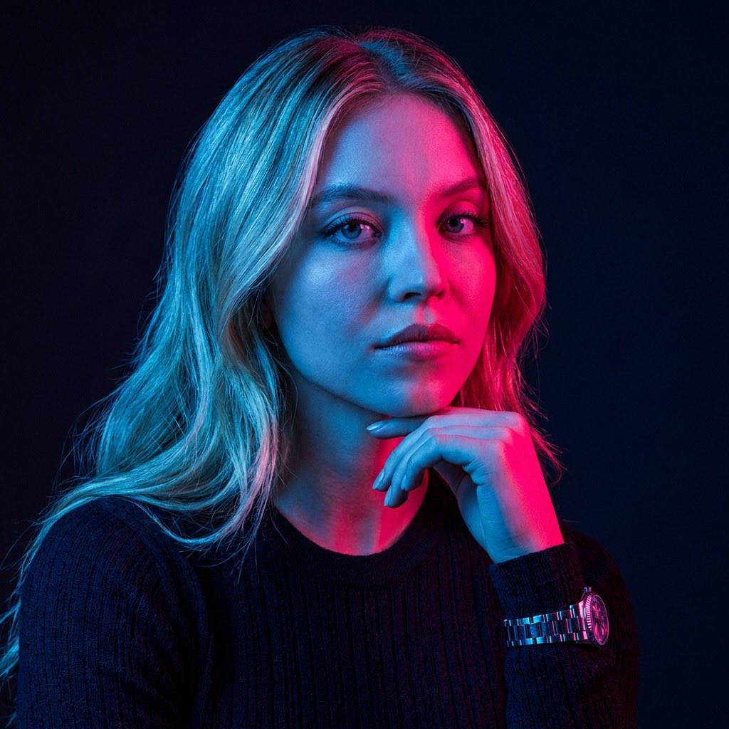 Neon Split Lighting Studio Portraits (Male and Female) — example 2