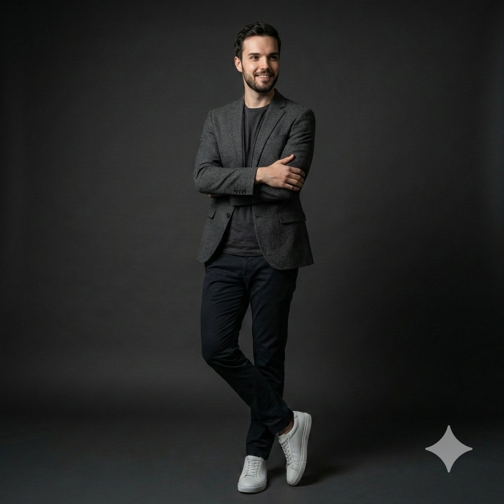 Photorealistic Studio Portrait Prompt for Male Model — example 3