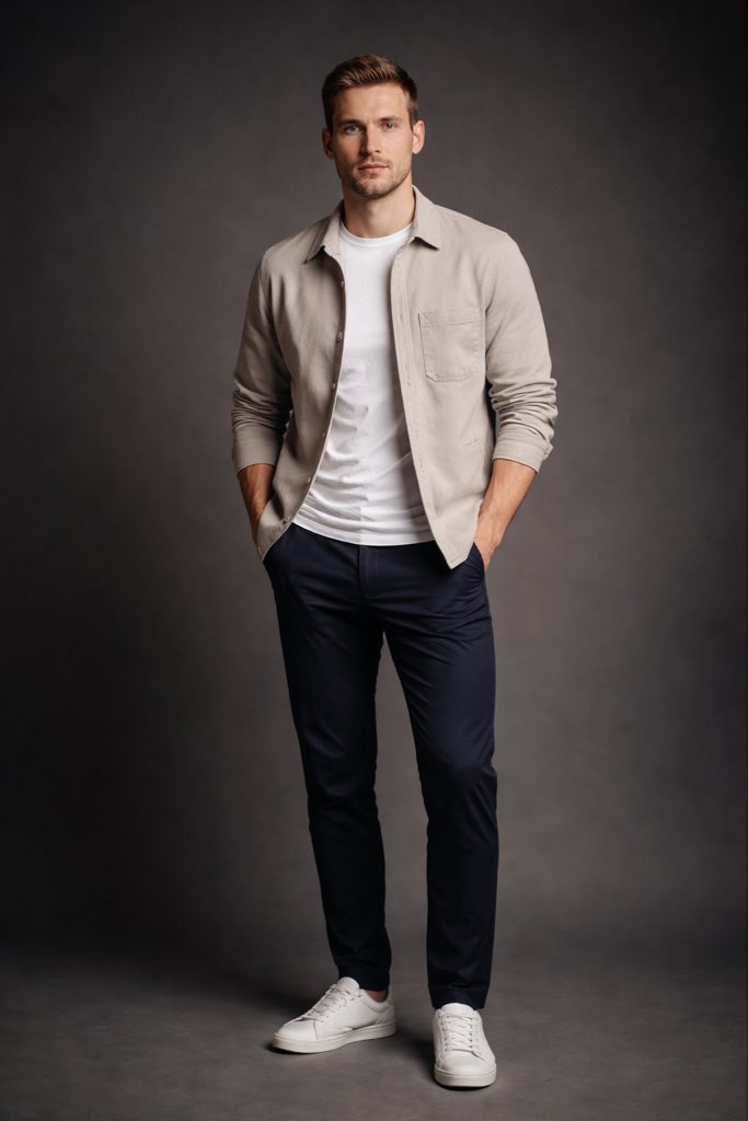 Modern Casual British Man Studio Portrait Prompt