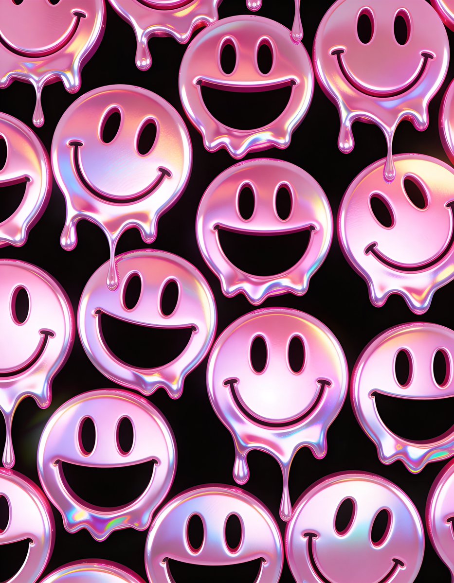 Melting Holographic Smiley Face Pattern Prompt — example 1