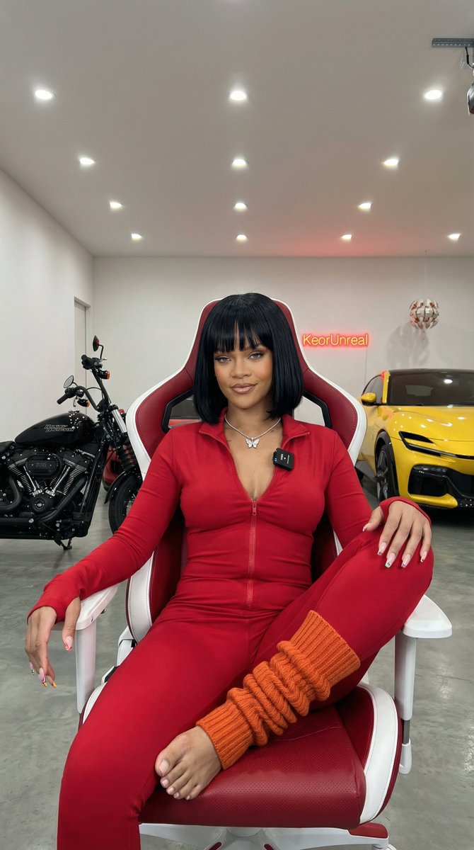Gamer Girl in Garage with Sports Cars — example 4