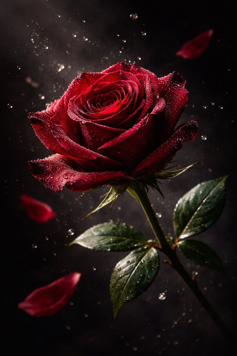 Luxury Macro Commercial Render of a Velvet Red Rose — example 2