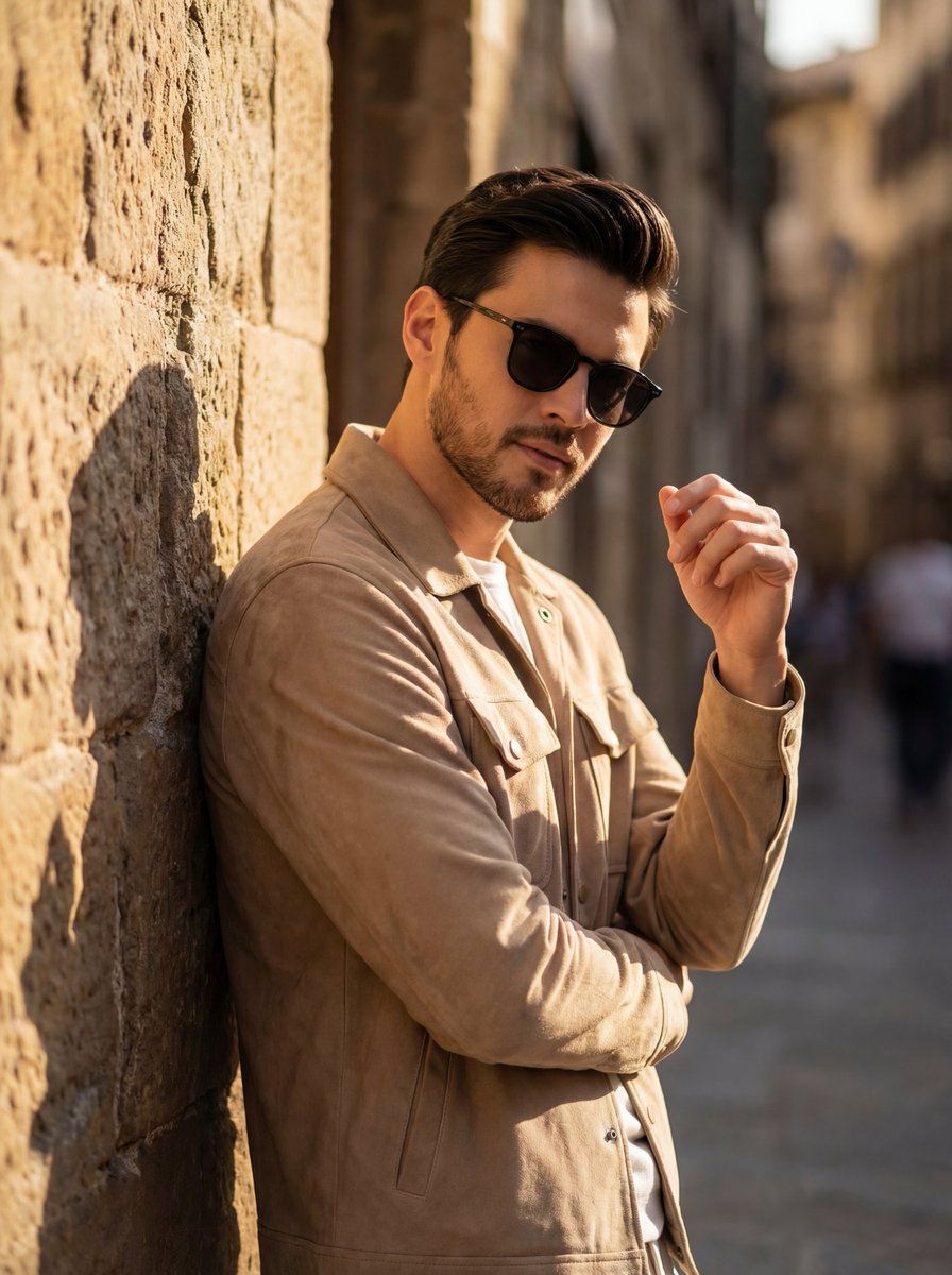 Cinematic Golden Hour Portrait of Stylish Man — example 1