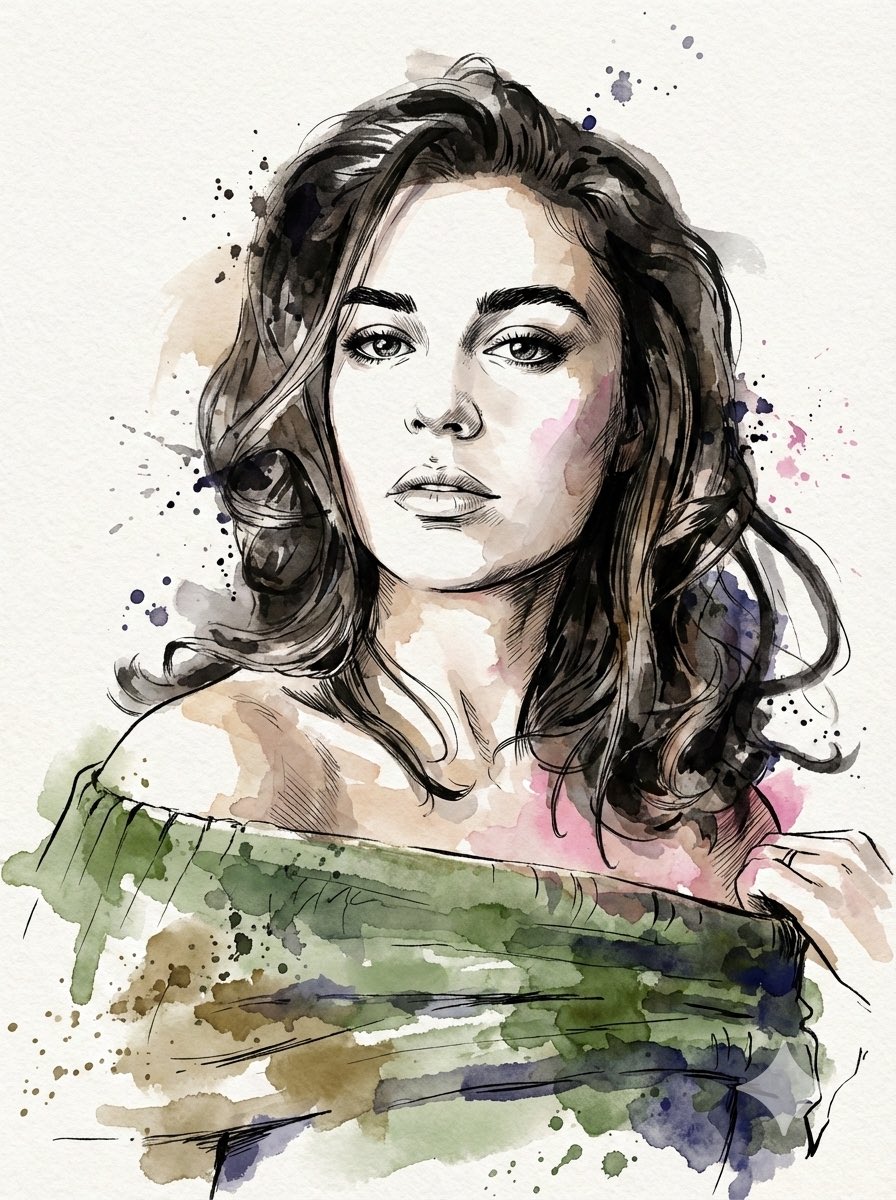 Digital Splashes-and-Ink Portrait from Photo — example 2