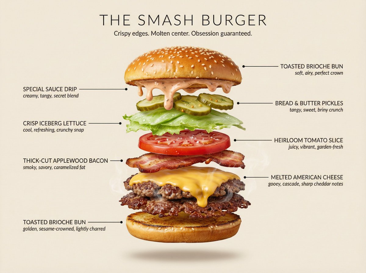 Hyperrealistic Exploded Ingredient Stack Diagram — example 1